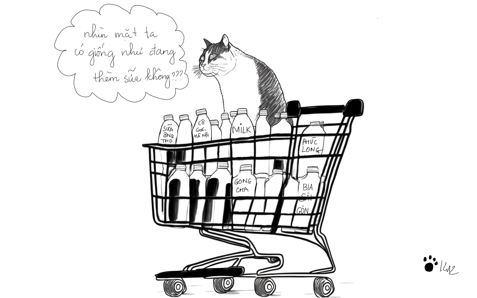 Mèo đi mua sữa